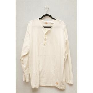 RIVET long sleeve henley shirt XL – vintage-inspired workwear, sanforized, white